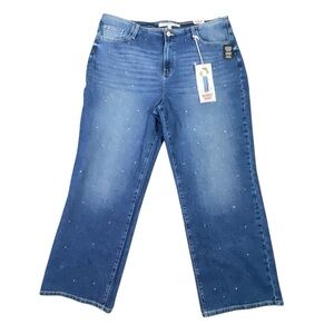 Celebrity Pink No Waist Baggy Jeans Womens 2X Blue Rhinestone Bling Wide Leg NWT